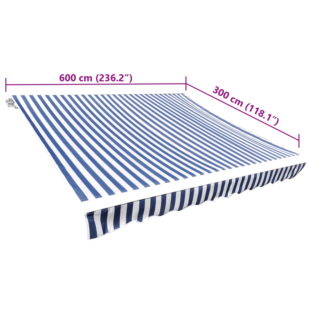 Tessuto di Ricambio per Tenda da Sole Blu e Bianco 6x3 m Poliestere | homemem39