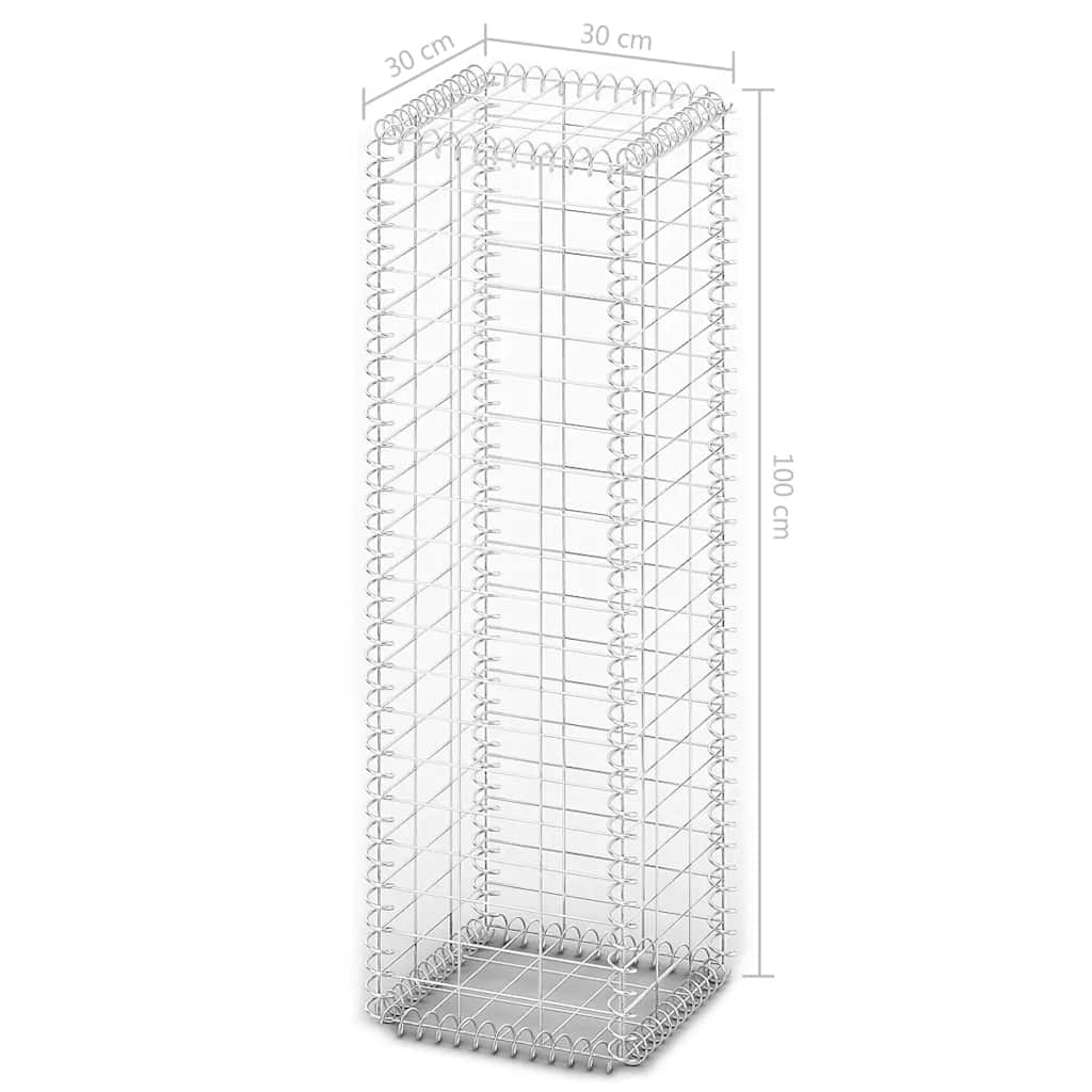 Cesto Gabbione con Coperchio in Filo Zincato 100 x 30 x 30 cm - homemem39
