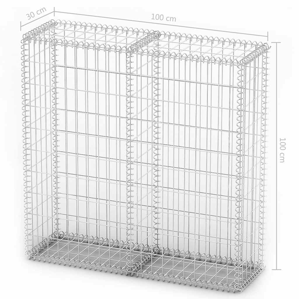 Cesto Gabbione con Coperchio in Filo Zincato 100 x 100 x 30 cm | homemem39
