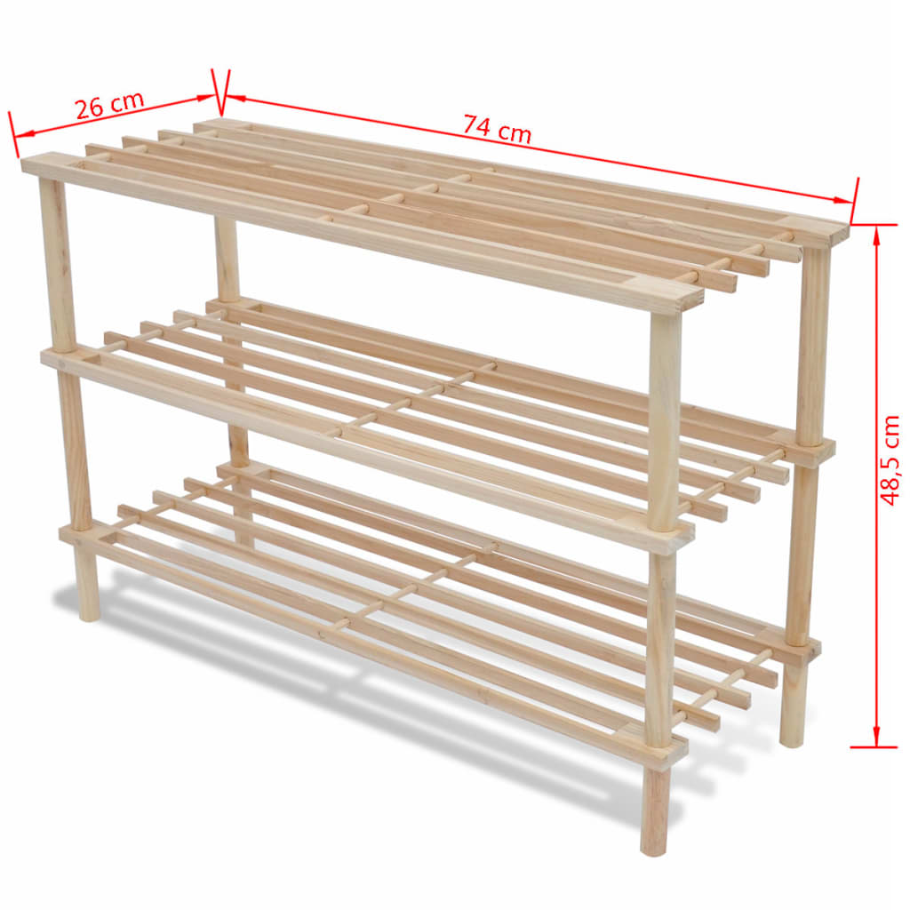 Scarpiere a 3 Livelli 2 pz in Legno Massello di Abete - homemem39