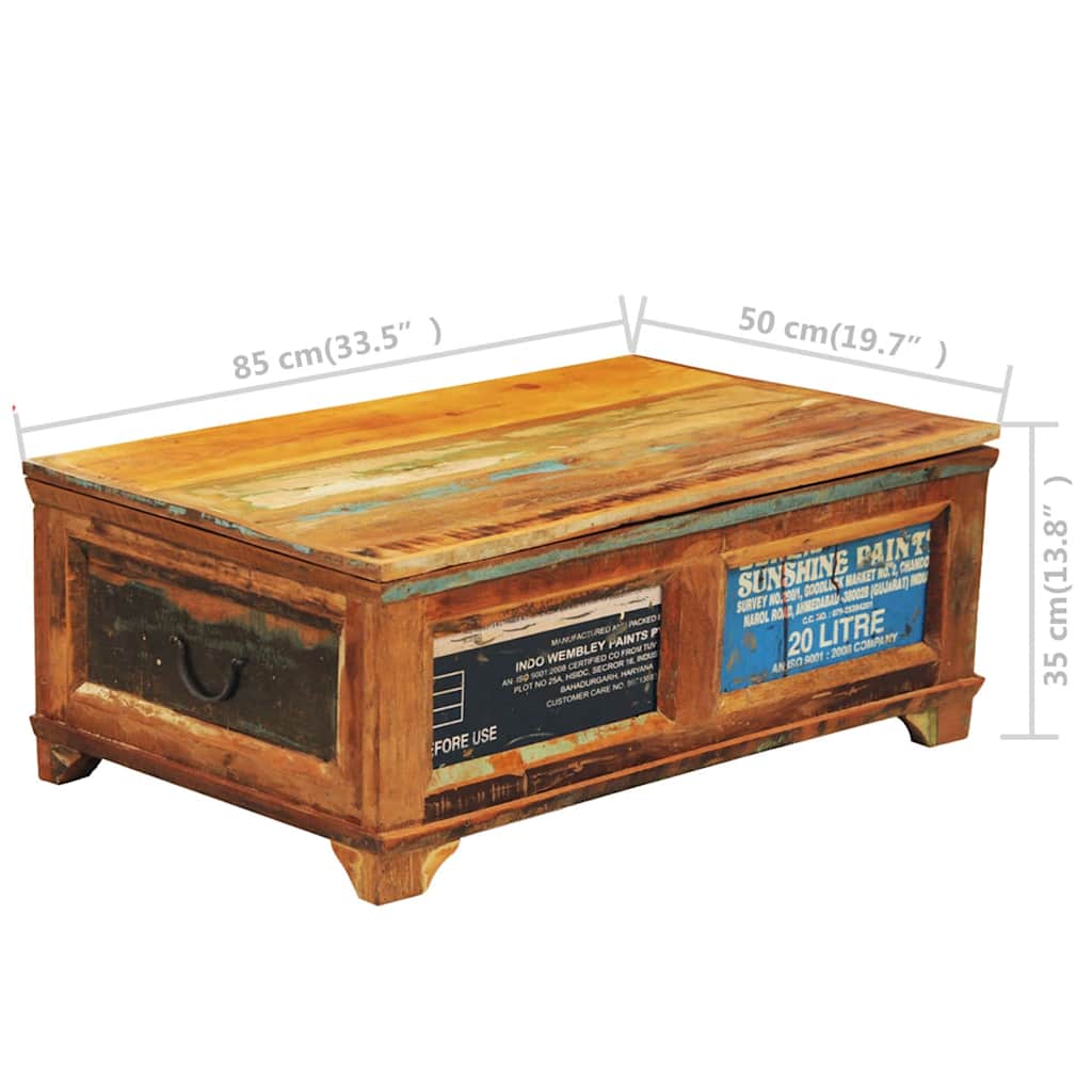 Tavolino da Caffè con Stoccaggio Vintage in Legno di Recupero | homemem39
