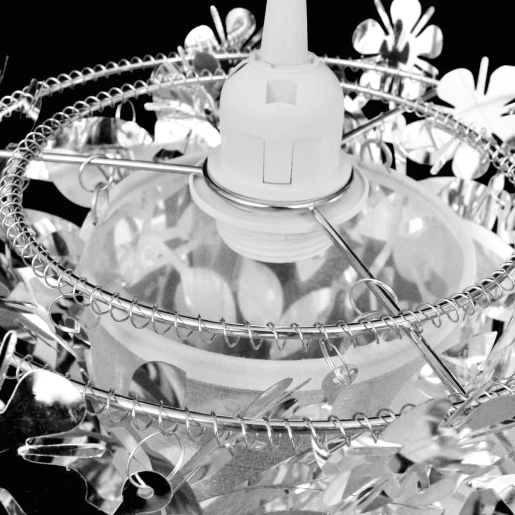 Lampadario da Soffitto Foglie e Paillette 21,5 x 30 cm Argento - homemem39