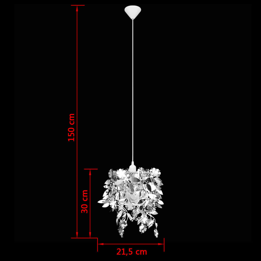 Lampadario da Soffitto Foglie e Paillette 21,5 x 30 cm Argento - homemem39