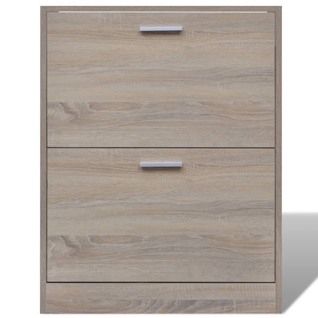 Scarpiera in Legno Effetto Rovere con 2 Scomparti - homemem39