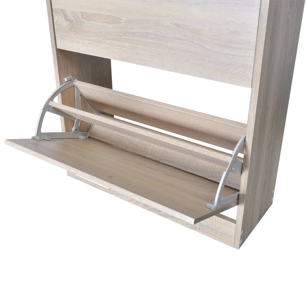 Scarpiera in Legno Effetto Rovere con 2 Scomparti - homemem39