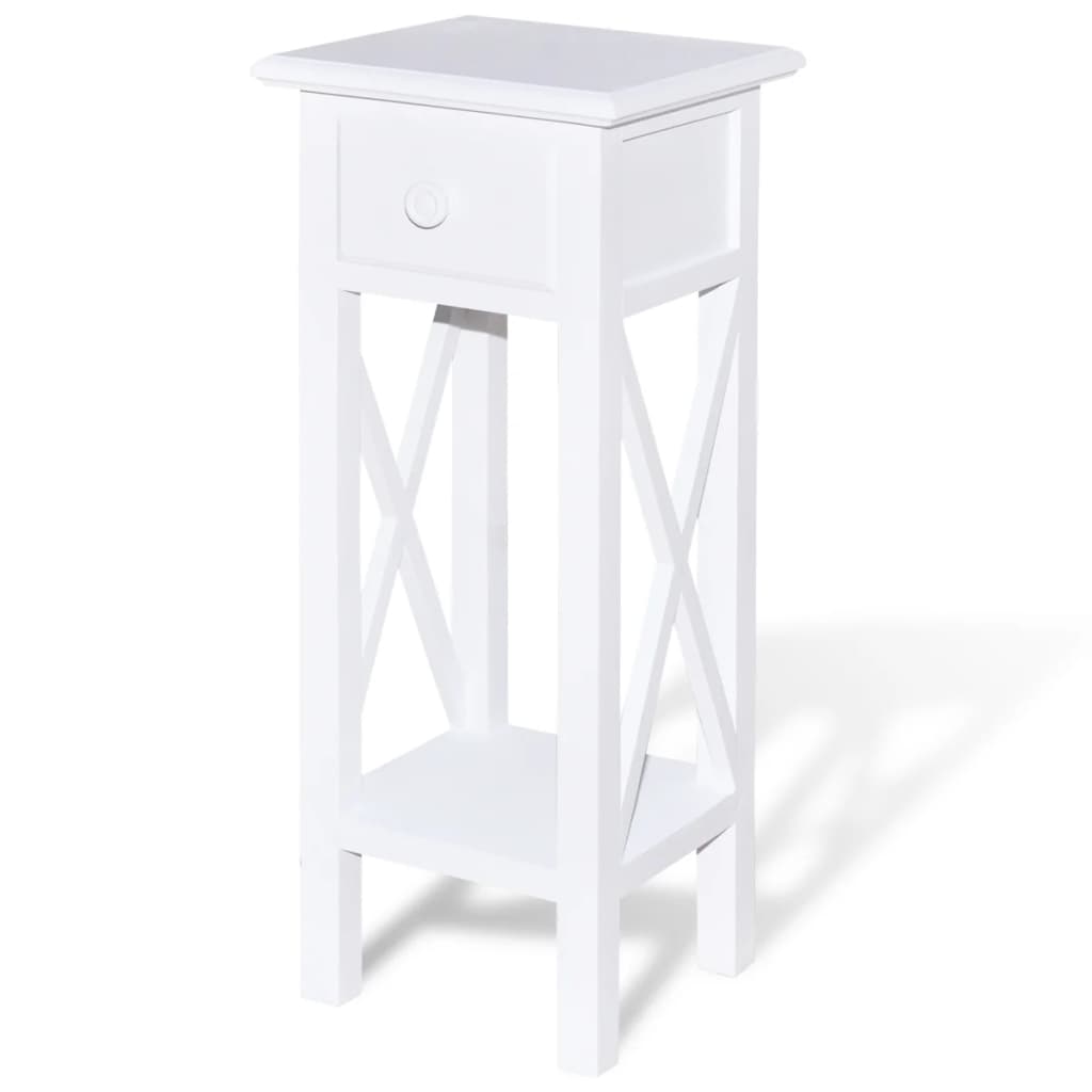 Tavolino Laterale con Cassetto Bianco - homemem39