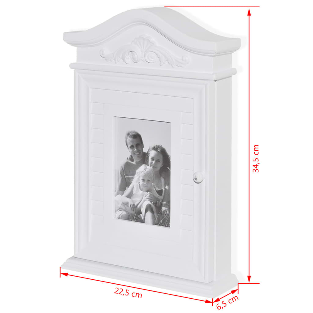 Armadietto per Chiavi con Cornice Foto Bianco