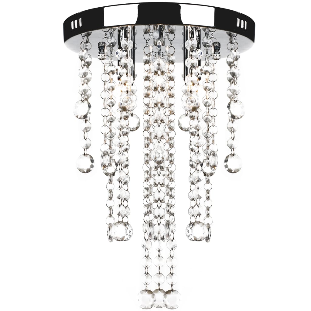 Lampadario in Metallo Bianco con Perline in Cristallo - homemem39
