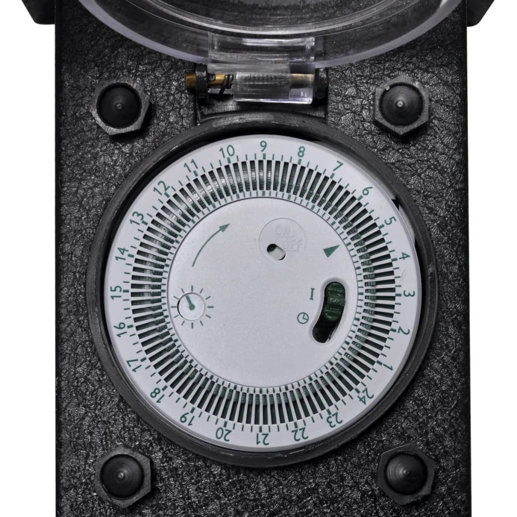 Presa Elettrica da Giardino a Pilastro Nero con Timer - homemem39
