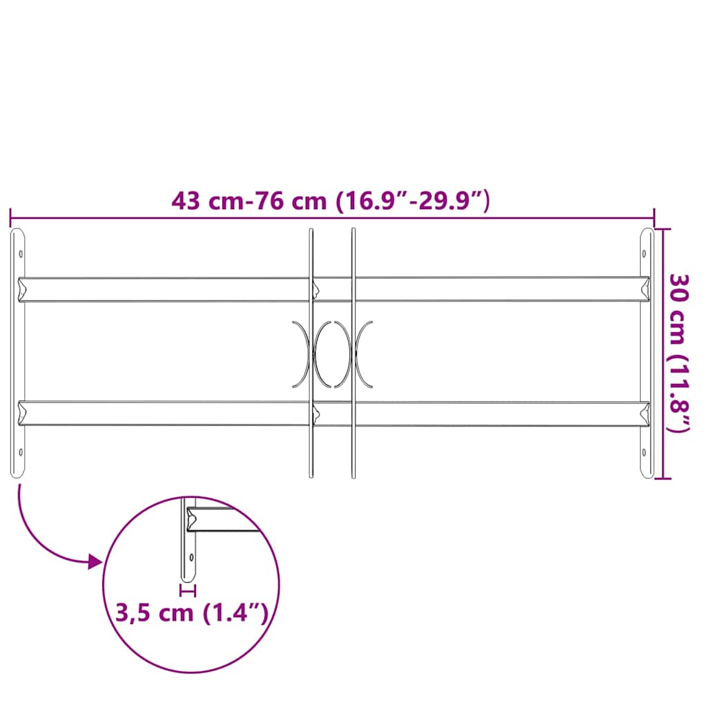Grate per Finestre Regolabili 2 Barre Trasversali 500-650 mm