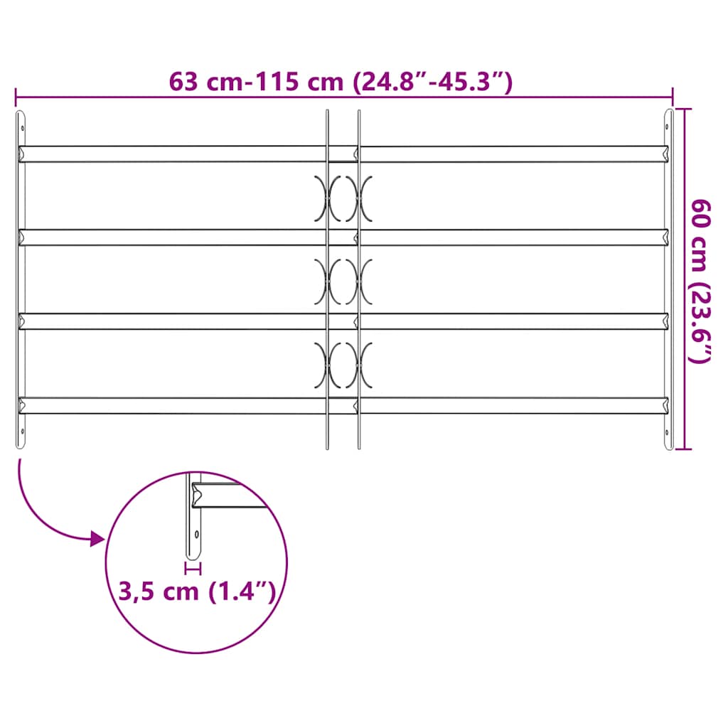 Grate per Finestre Regolabili 4 Barre Trasversali 700-1050 mm