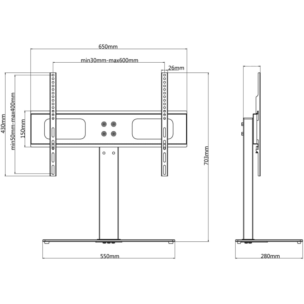 Piedistallo TV per Schermo 37" - 55" Max VESA 600x400 mm 40kg - homemem39