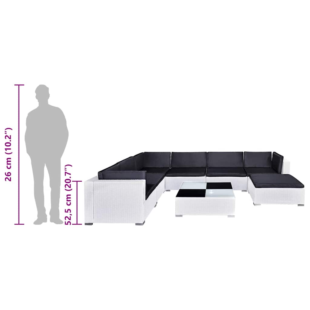 Set Divani da Giardino 8 pz con Cuscini in Polyrattan Bianco | homemem39