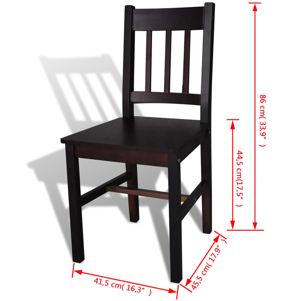 Sedie da Pranzo 4 pz Marrone Scuro in Legno di Pino - homemem39