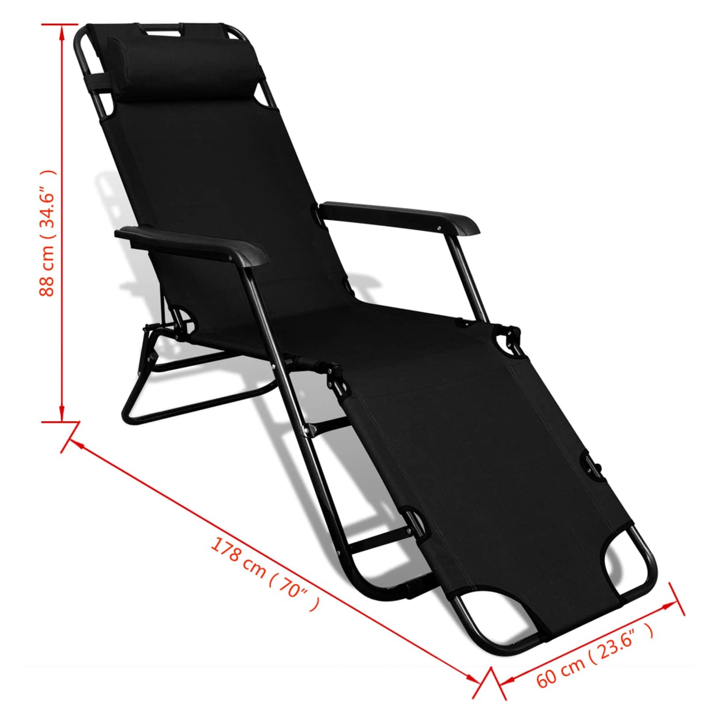 Sedia da Giardino Nero Tessuto