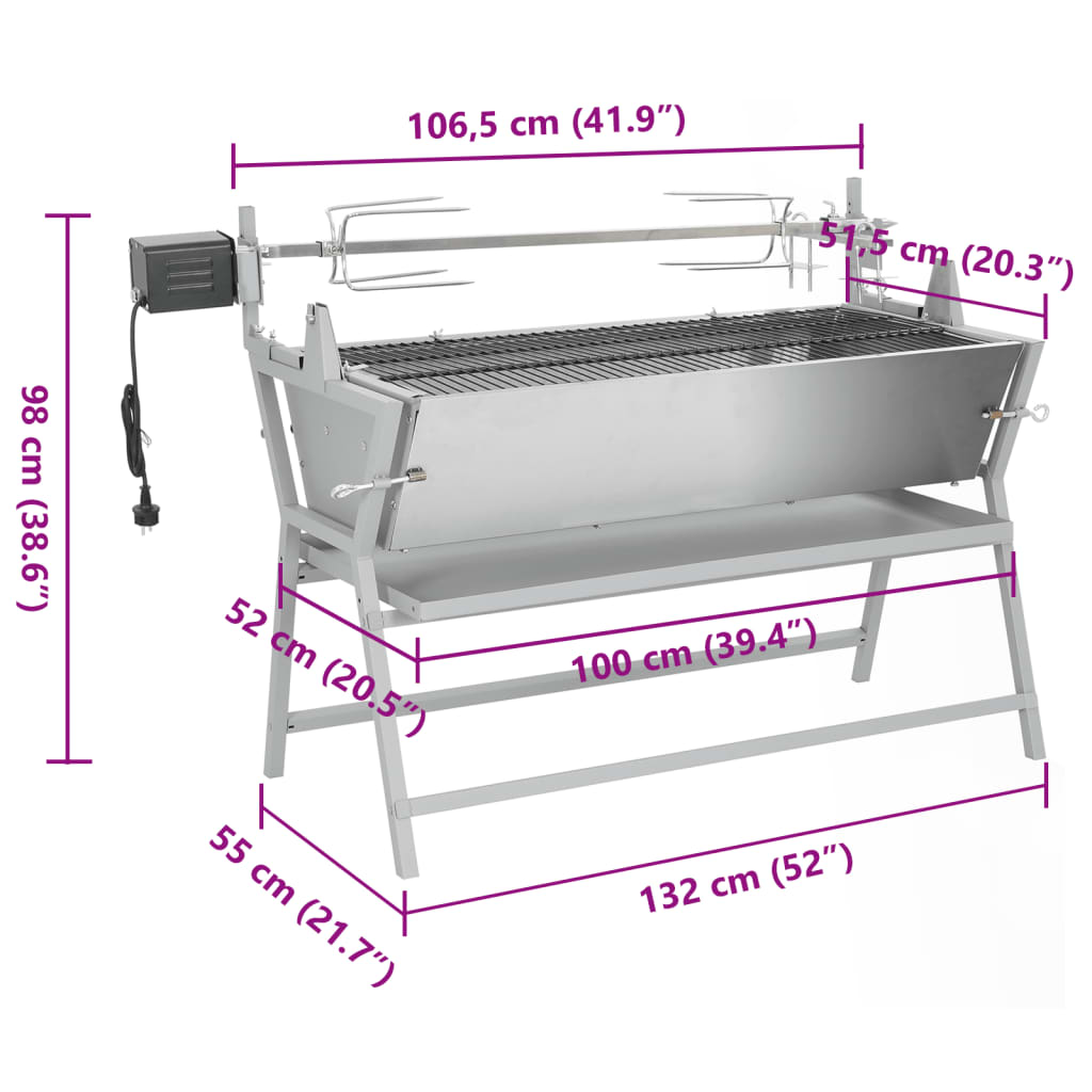 Barbecue Girarrosto in Ferro ed Acciaio Inossidabile - homemem39