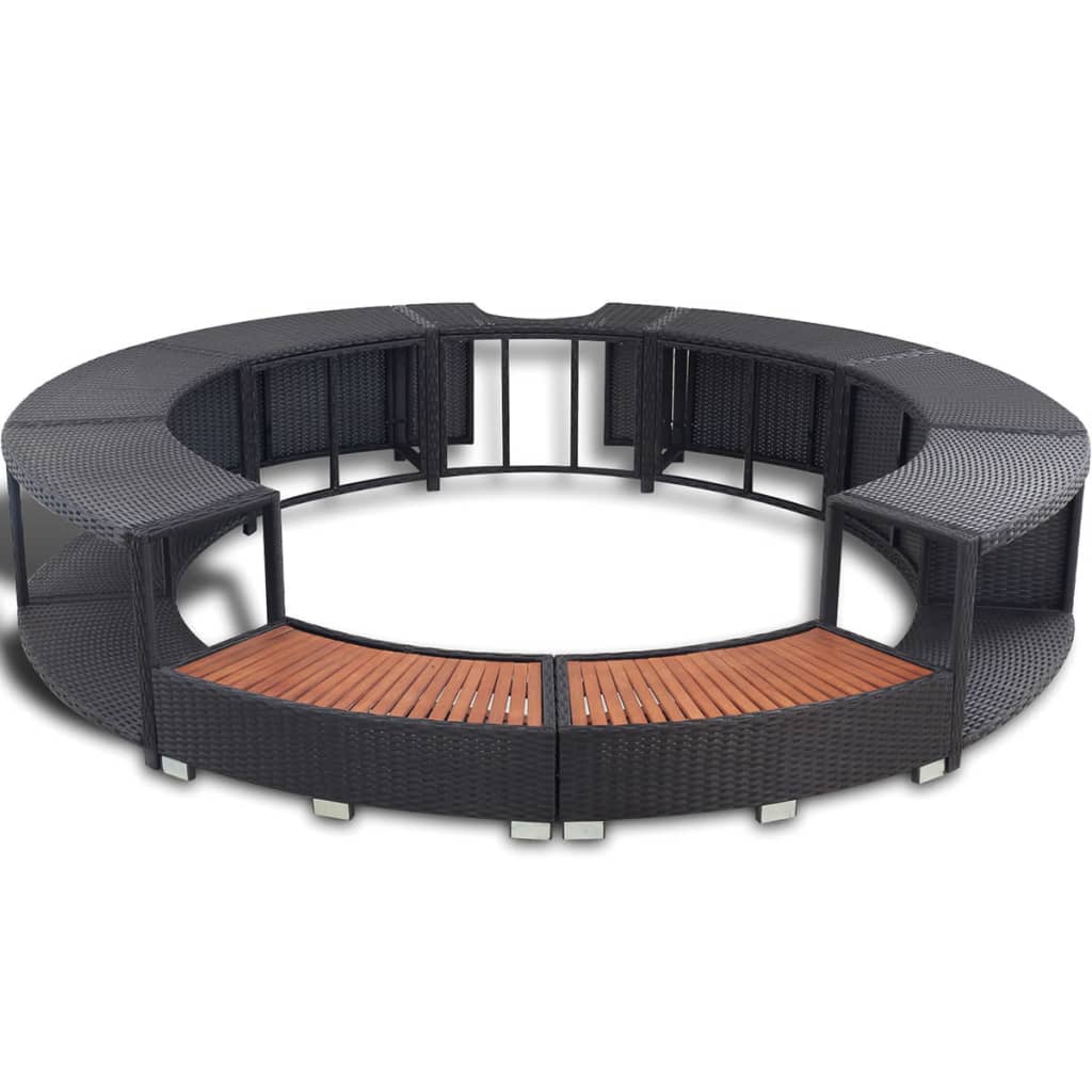 Bordo per Vasca da Spa in Polyrattan Nero - homemem39