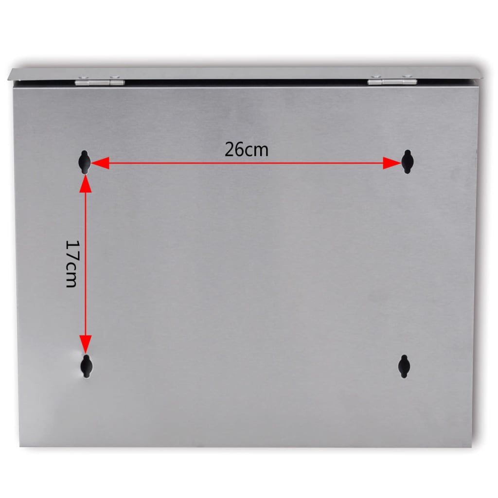 Cassetta della posta in acciaio inossidabile 37,5 x 13 x 31 cm - homemem39