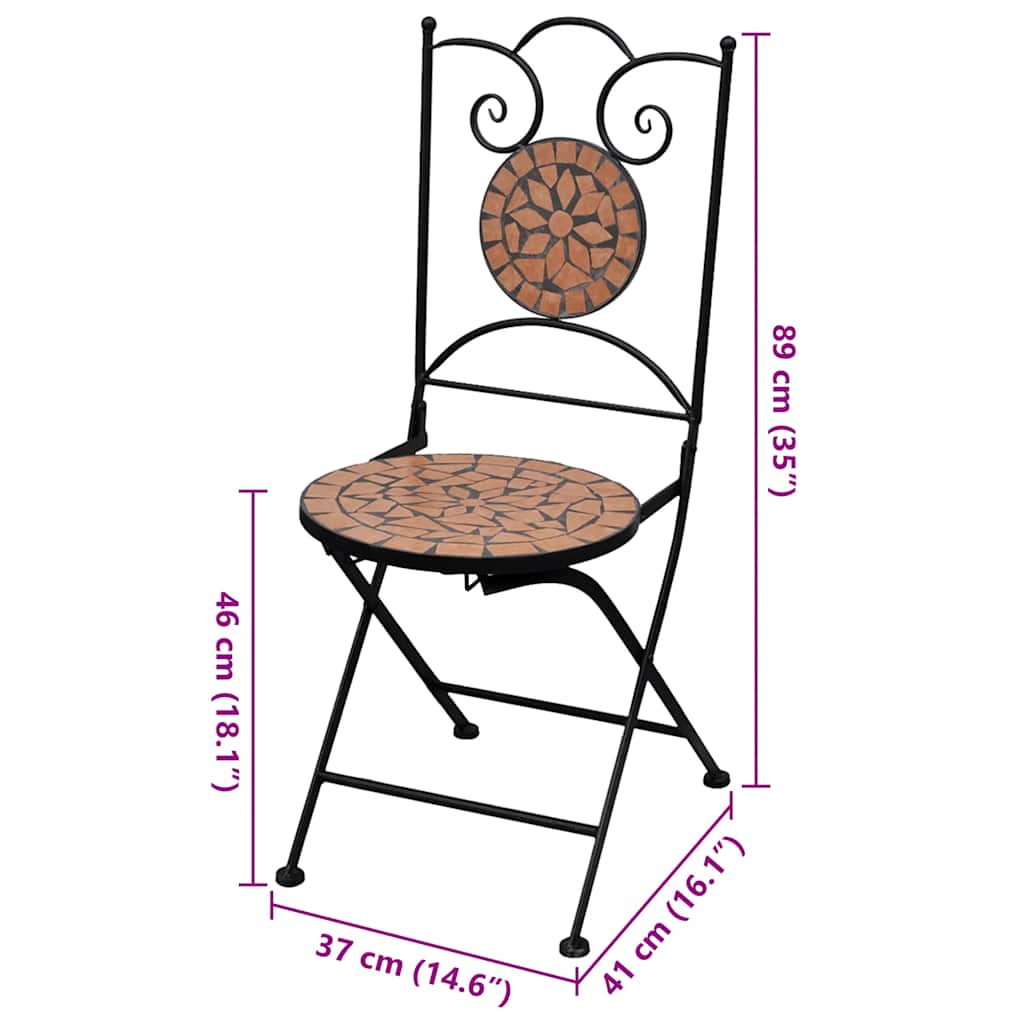 Sedie da Bistrot Pieghevoli 2 pz in Ceramica Terracotta - homemem39