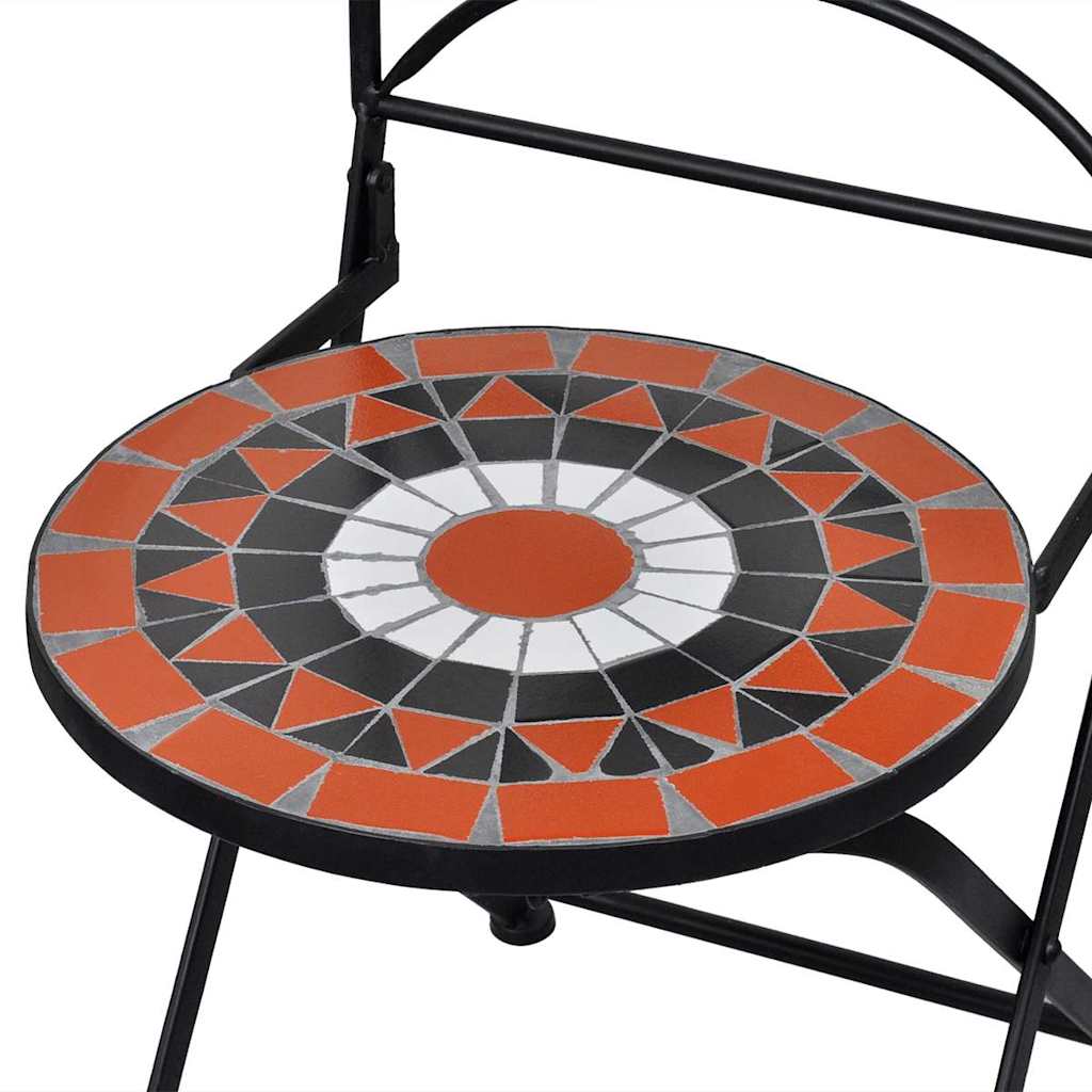 Sedie da Bistrot Pieghevoli 2 pz Ceramica Terracotta e Bianco - homemem39