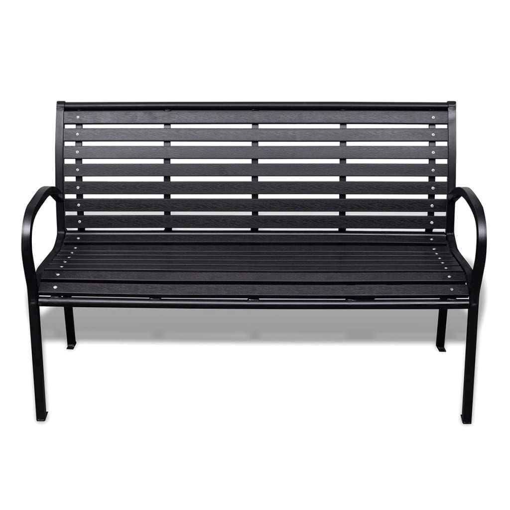 Panchina da Giardino 125 cm Nera in Acciaio e WPC - homemem39