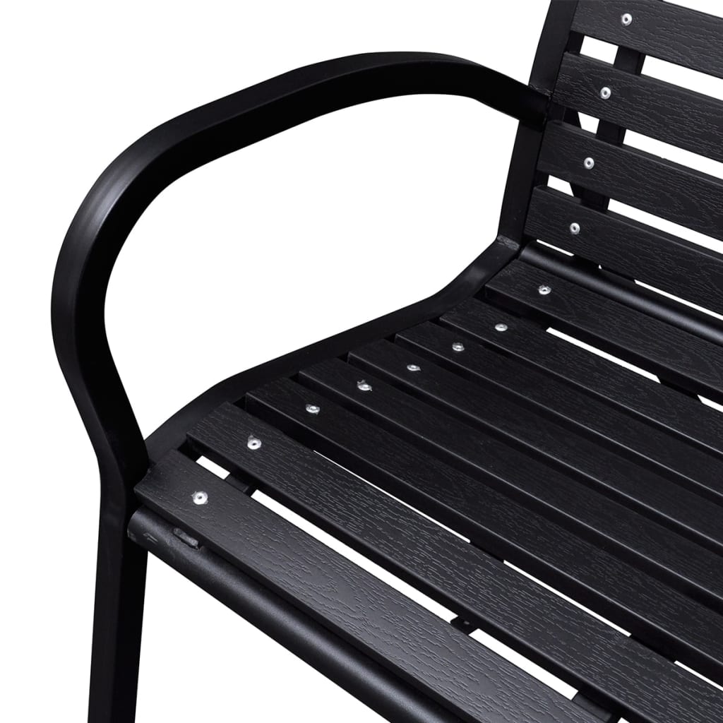Panchina da Giardino 125 cm Nera in Acciaio e WPC - homemem39