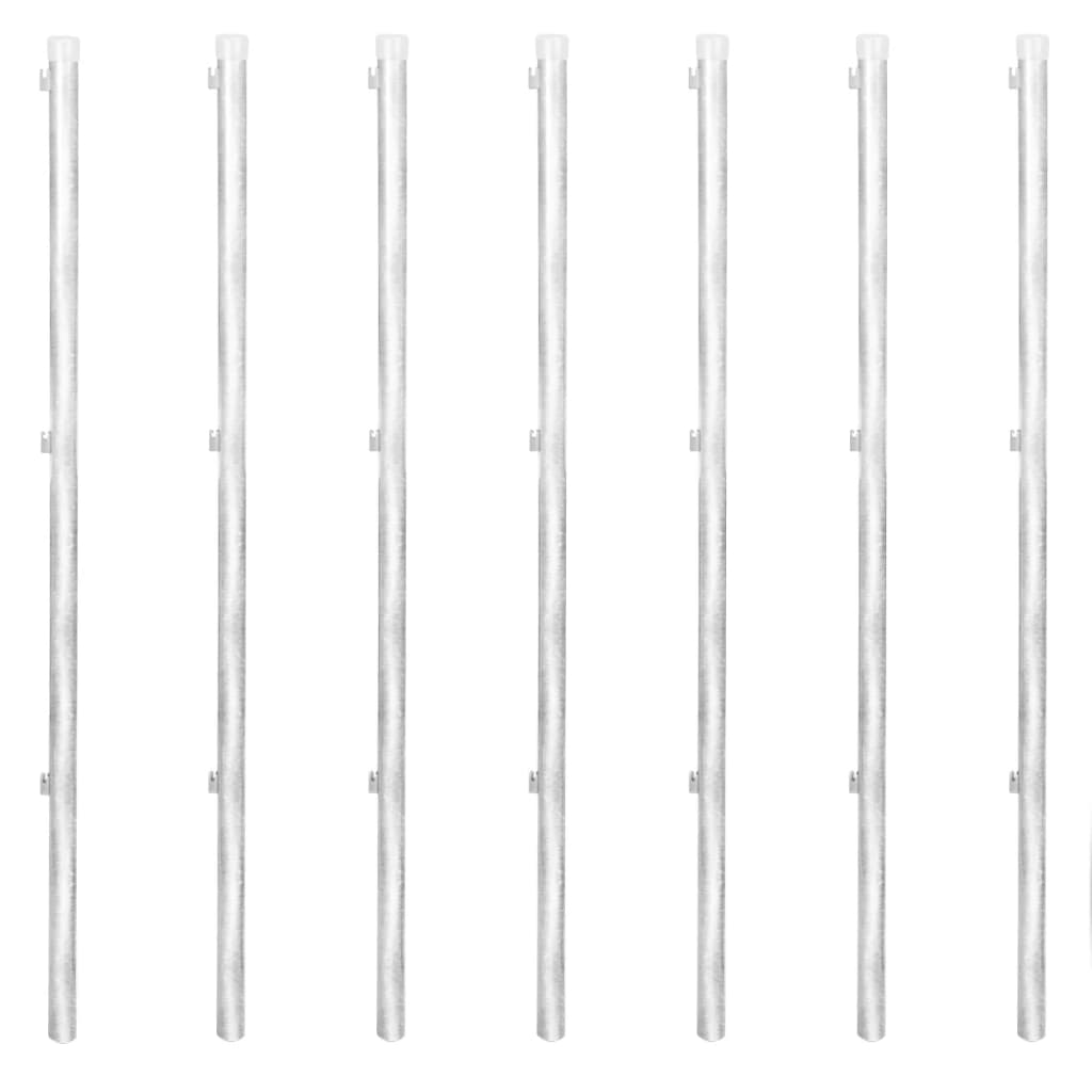 Recinzione in Rete con Pali in Acciaio Zincato 15x1,25m Argento