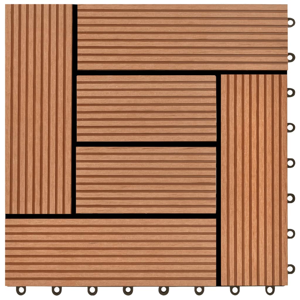 Set 11 Piastrelle in WPC 30 x 30 cm 1 mq marrone - homemem39