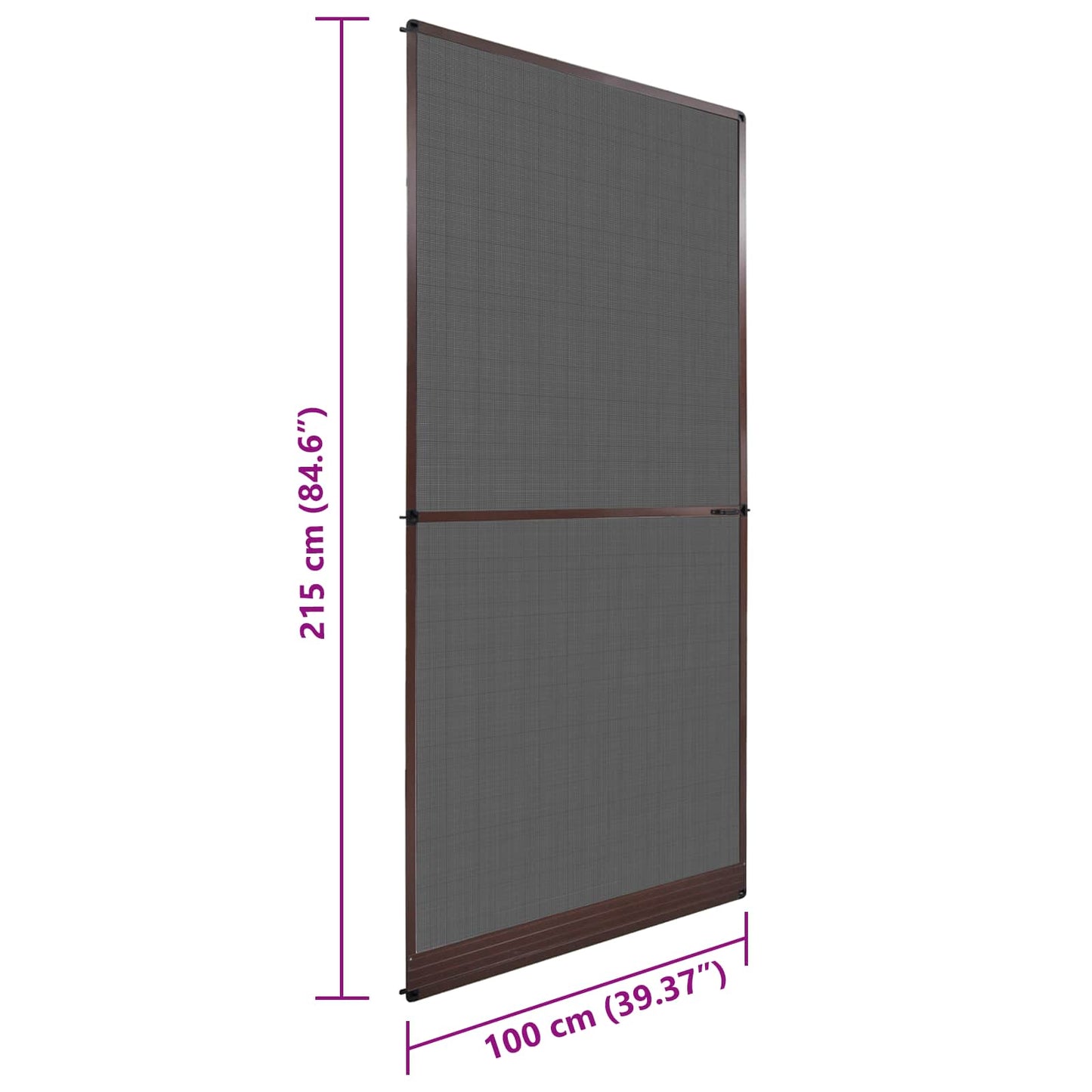 Schermo Insetti a Battente Marrone e Nero 100 x 215 cm