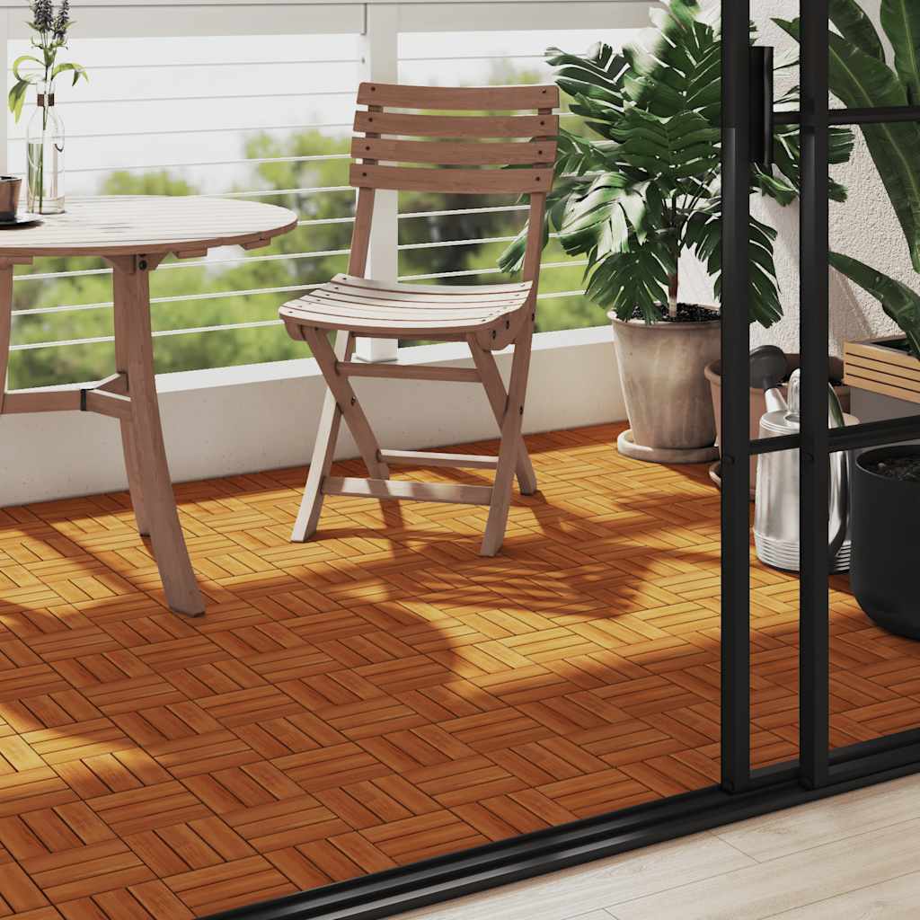 Set 10 Piastrelle in legno di acacia per pavimento 30 x 30 cm - homemem39