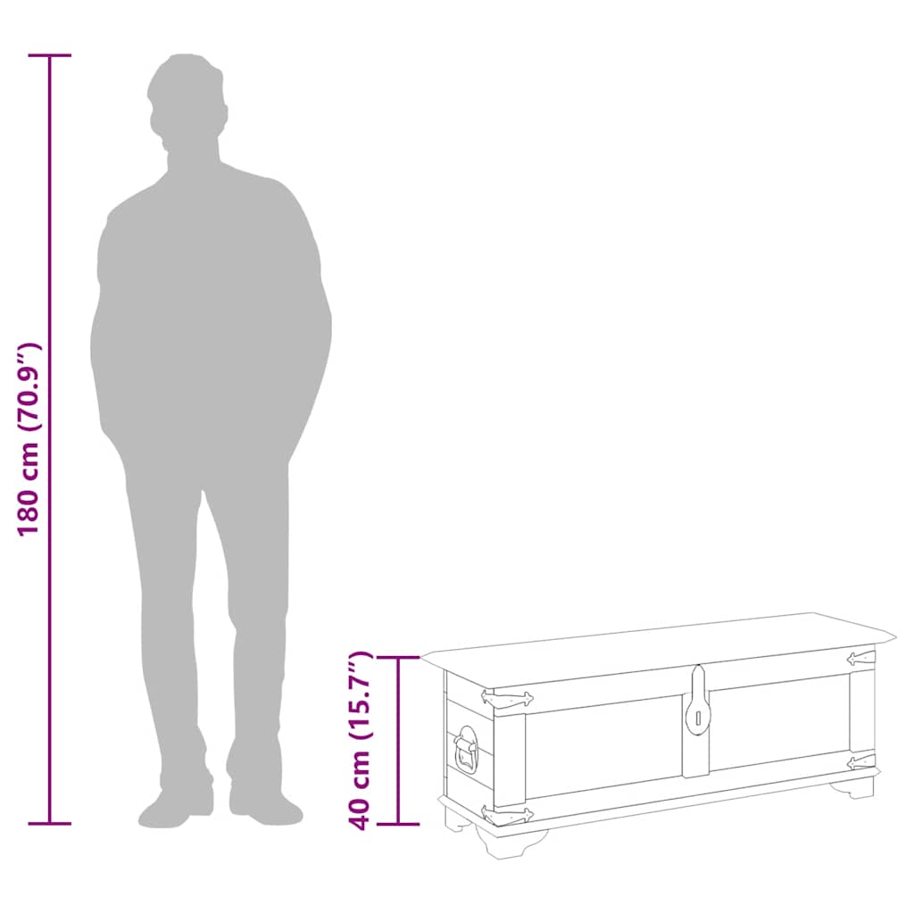 Cassapanca di Stoccaggio in Legno Ruvido di Mango