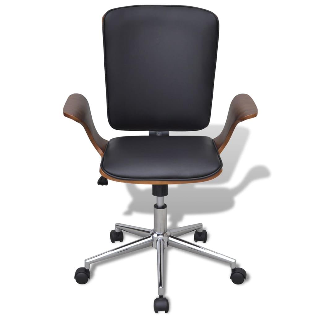 Sedia da Ufficio Girevole in Legno Curvato e Similpelle - homemem39