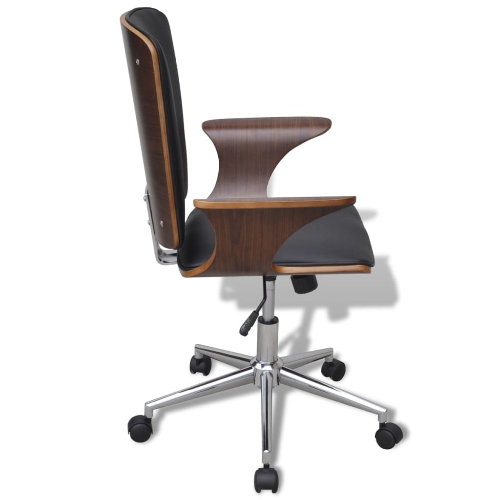Sedia da Ufficio Girevole in Legno Curvato e Similpelle - homemem39