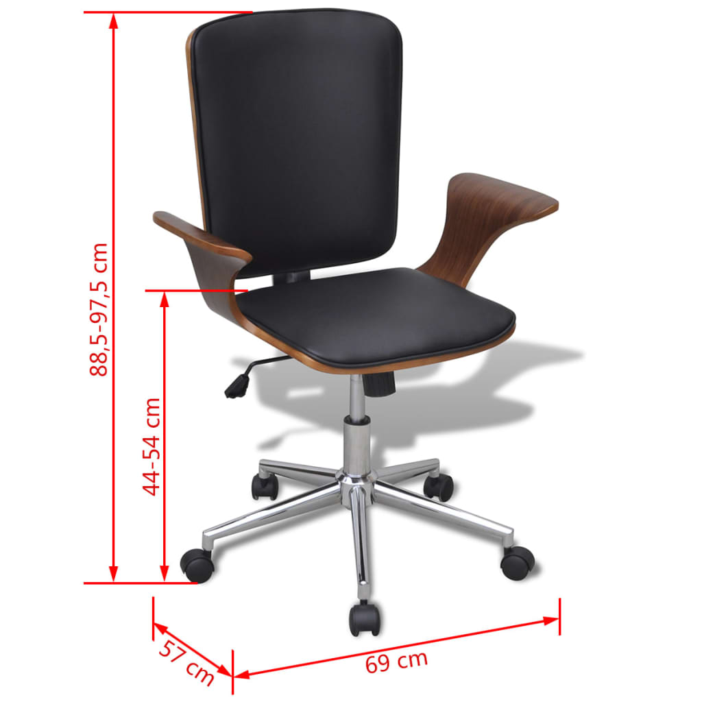 Sedia da Ufficio Girevole in Legno Curvato e Similpelle - homemem39