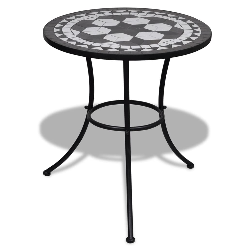 Set da Bistrot 3 pz in Piastrelle di Ceramica Nero e Bianco - homemem39