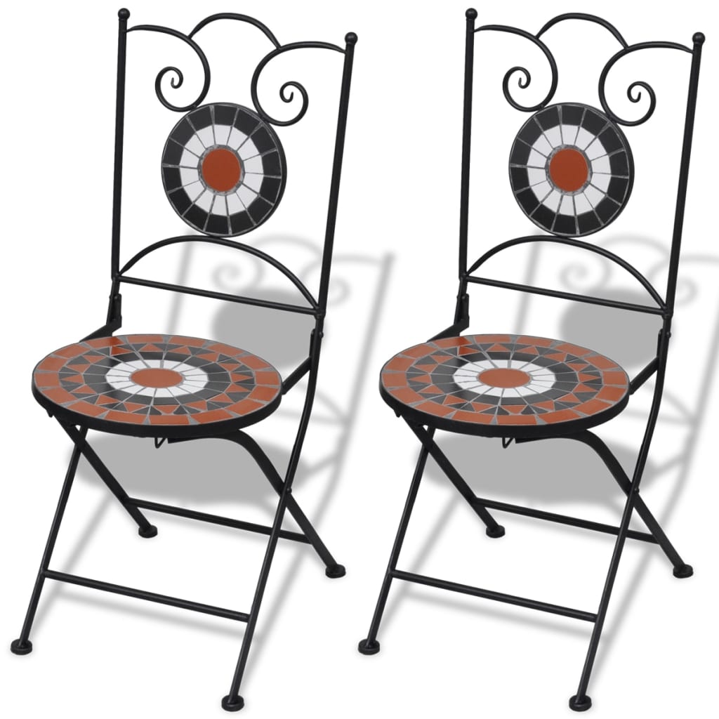 Set da Bistrot 3 pz Piastrelle di Ceramica Terracotta e Bianco - homemem39