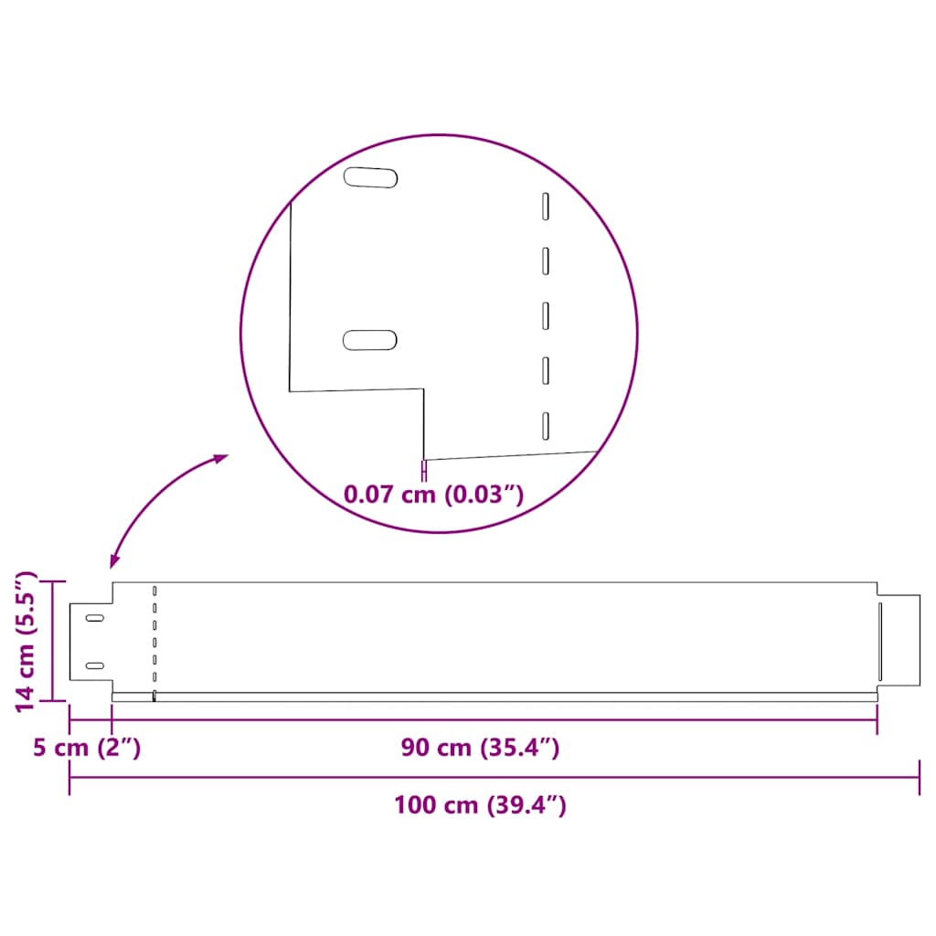 Set 10 pz Bordo prato flessibile in acciaio galvanizzato 100 x 14 cm | homemem39