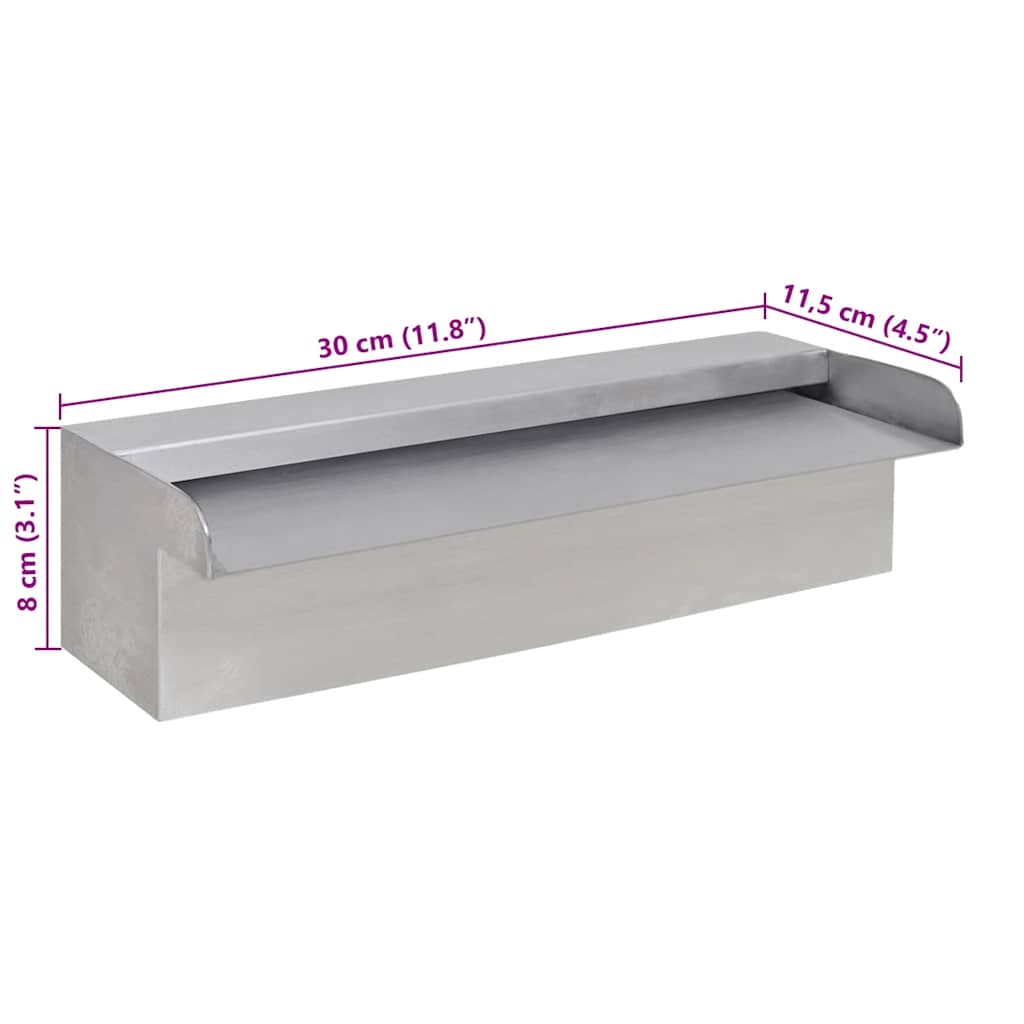 Fontana a Cascata per Giardino Rettangolare Acciaio Inox 30 cm - homemem39
