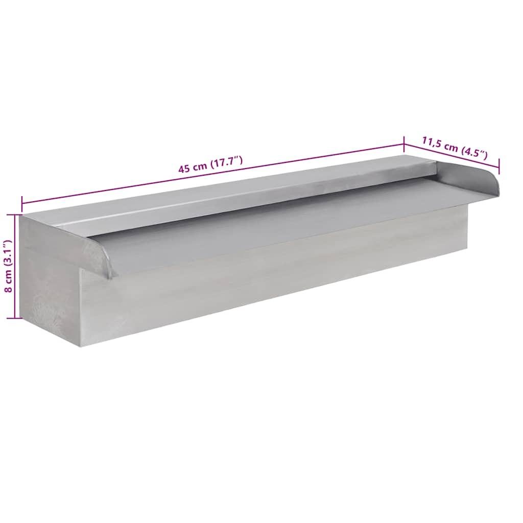 Fontana a Cascata per Giardino Rettangolare Acciaio Inox 45 cm - homemem39