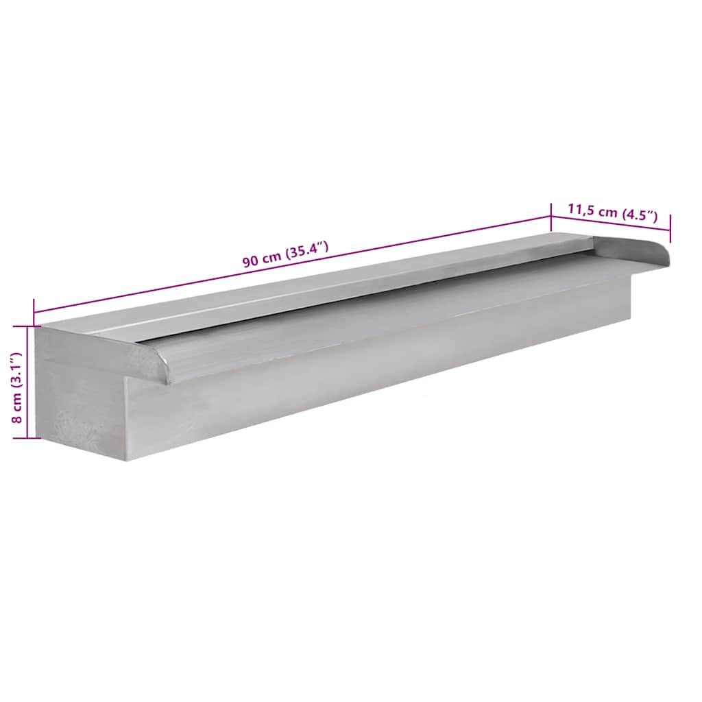 Fontana a Cascata per Giardino Rettangolare Acciaio Inox 90 cm | homemem39