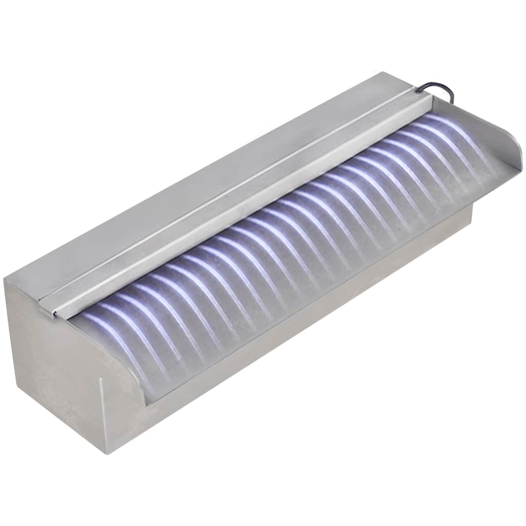 Cascata per Laghetto Rettangolare con LED in Acciaio Inox 30 cm - homemem39