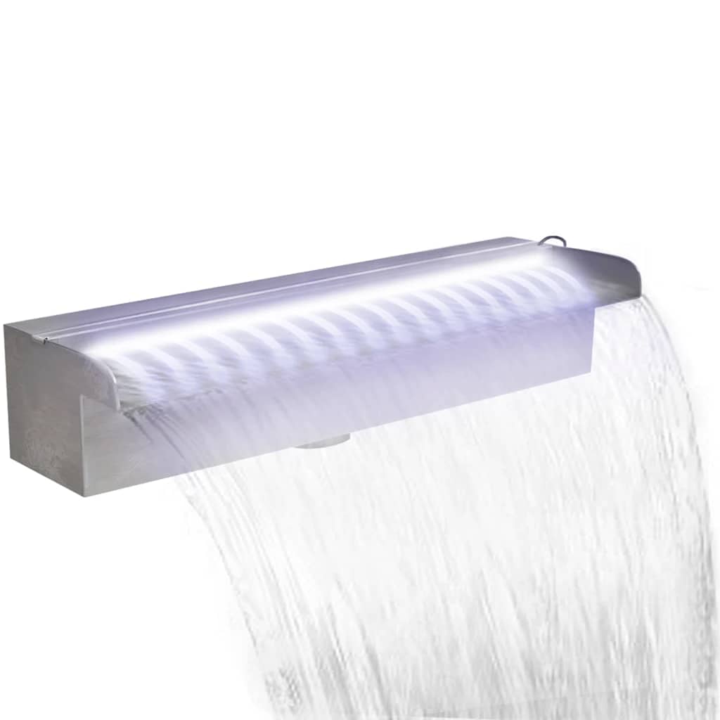 Cascata per Laghetto Rettangolare con LED in Acciaio Inox 45 cm - homemem39