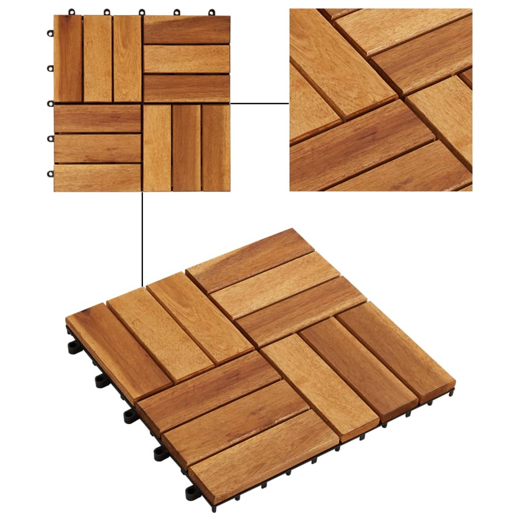 Listelli per Pavimento 30x30 cm in Legno di Acacia 20pz - homemem39