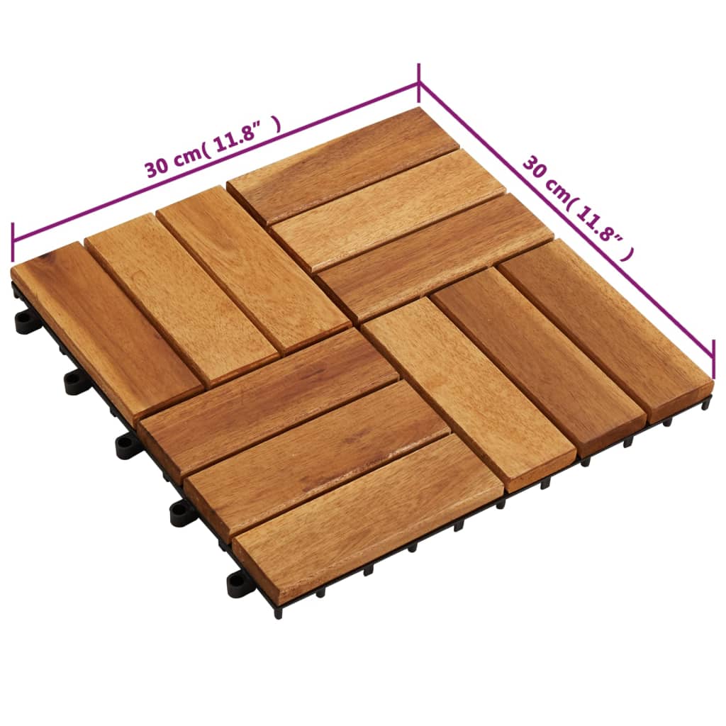 Listelli per Pavimento 30x30 cm in Legno di Acacia 20pz - homemem39