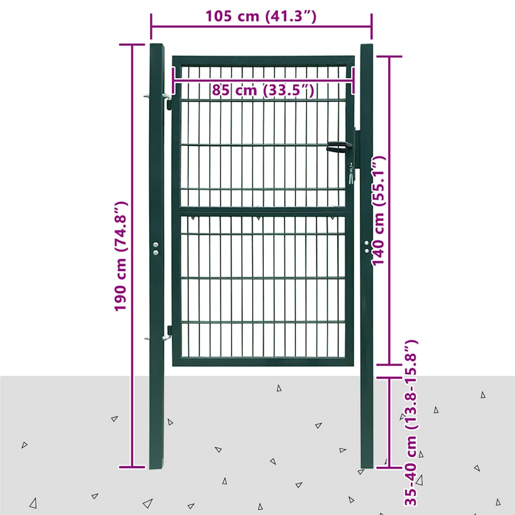 Cancello per Recinzione 2D (Singolo) Verde 100x140 cm | homemem39