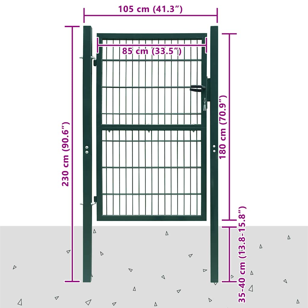 Cancello per Recinzione 2D (Singolo) Verde 100x180 cm | homemem39
