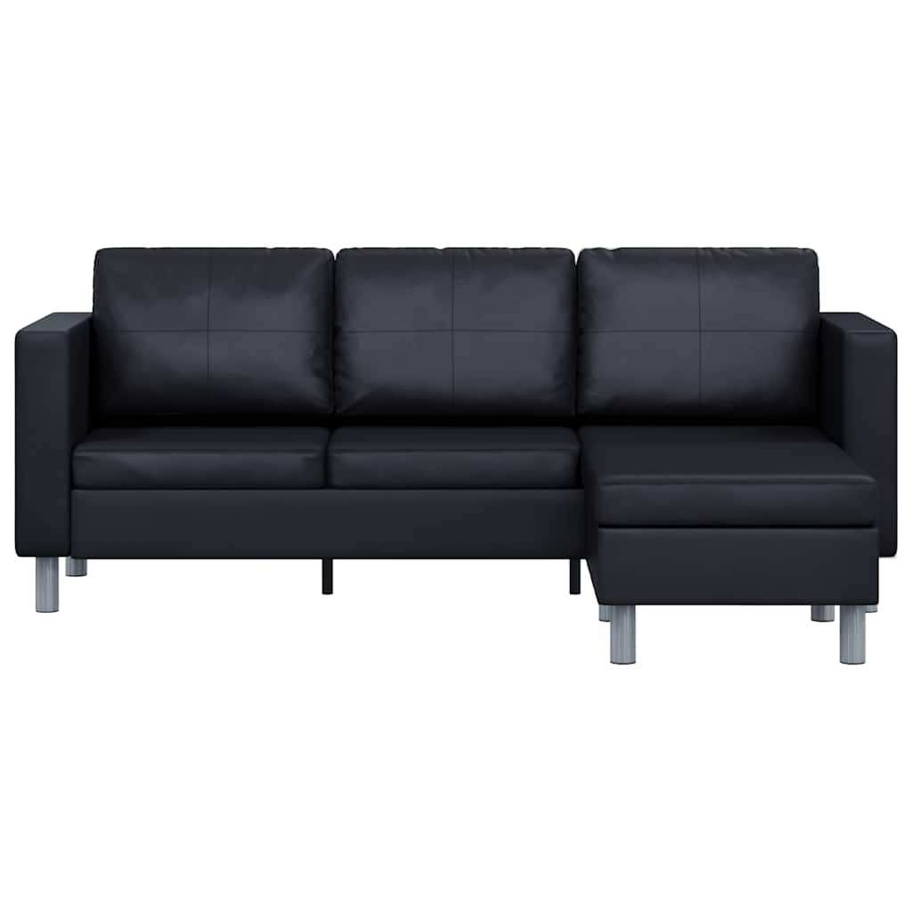 Divano Componibile a 3 Posti in Pelle Artificiale Nero - homemem39