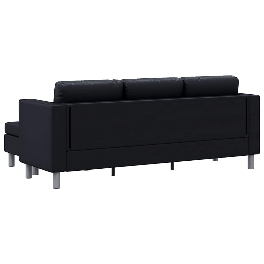 Divano Componibile a 3 Posti in Pelle Artificiale Nero - homemem39