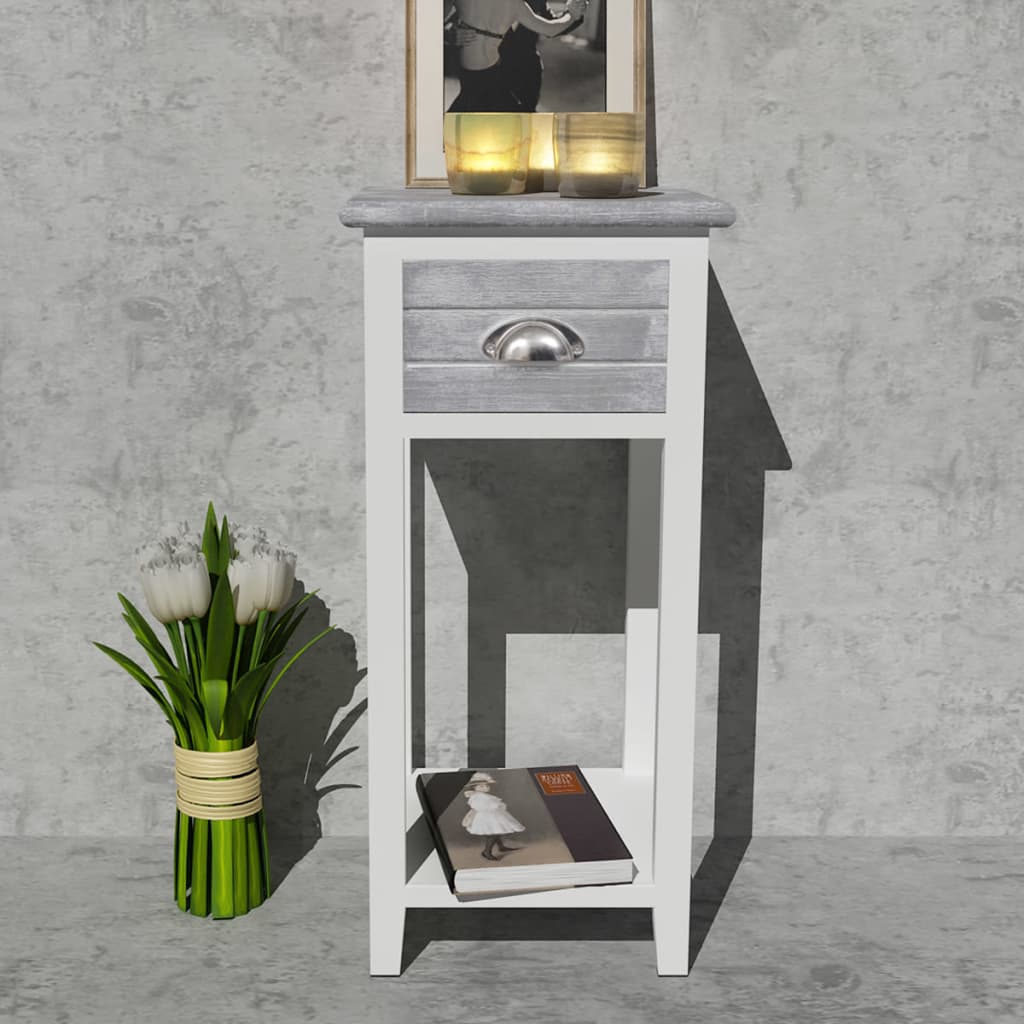 Comodino con 1 Cassetto Grigio e Bianco - homemem39