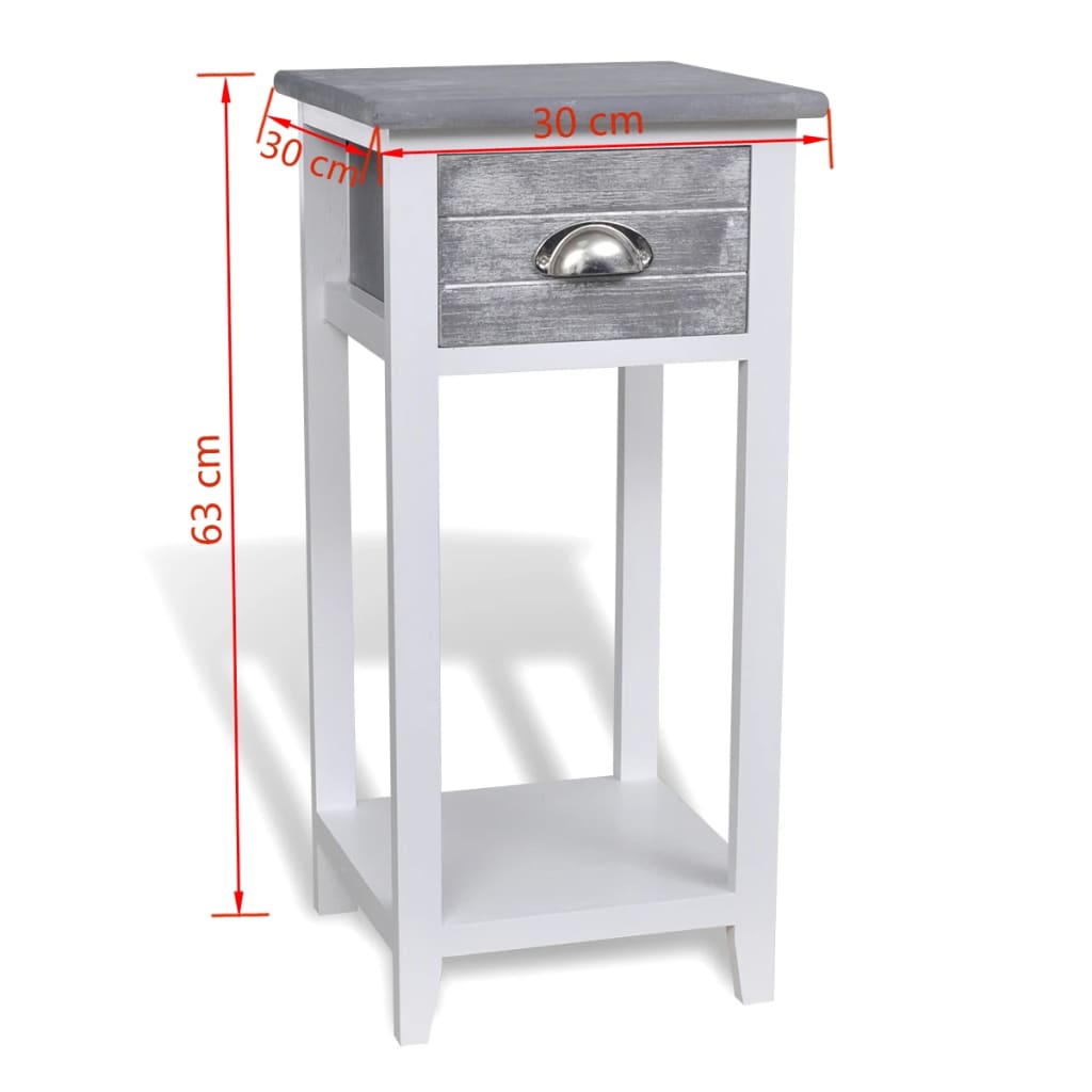 Comodino con 1 Cassetto Grigio e Bianco - homemem39